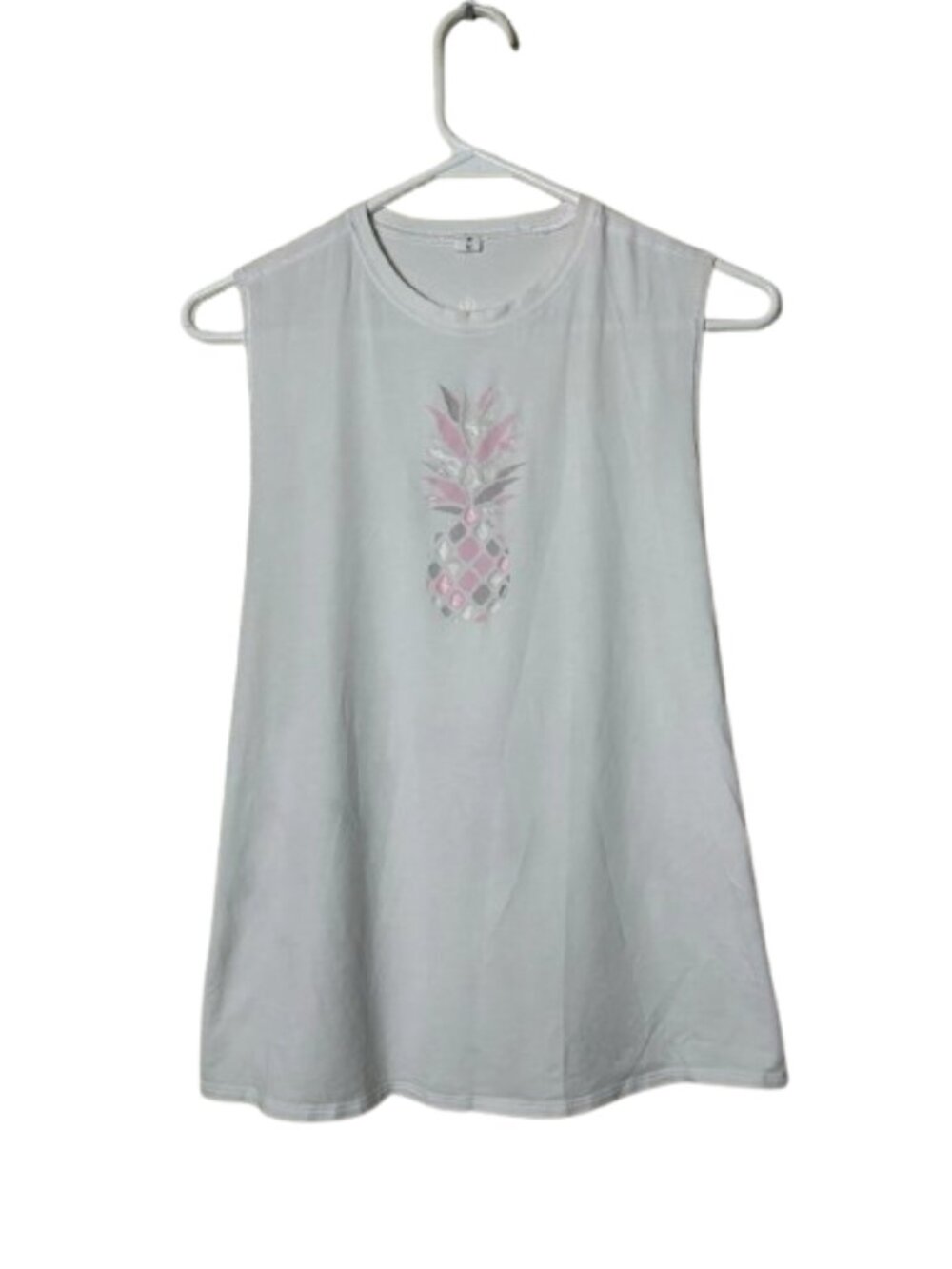 Lululemon white pineapple muscle hustle tank womens 4 sleeveless